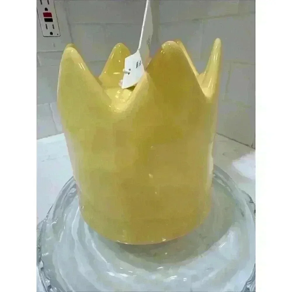 Rae Dunn Majestic Crown Birdhouse Yellow Ceramic New With Tags